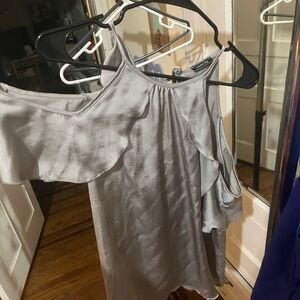 Gray Cold Shoulder Top